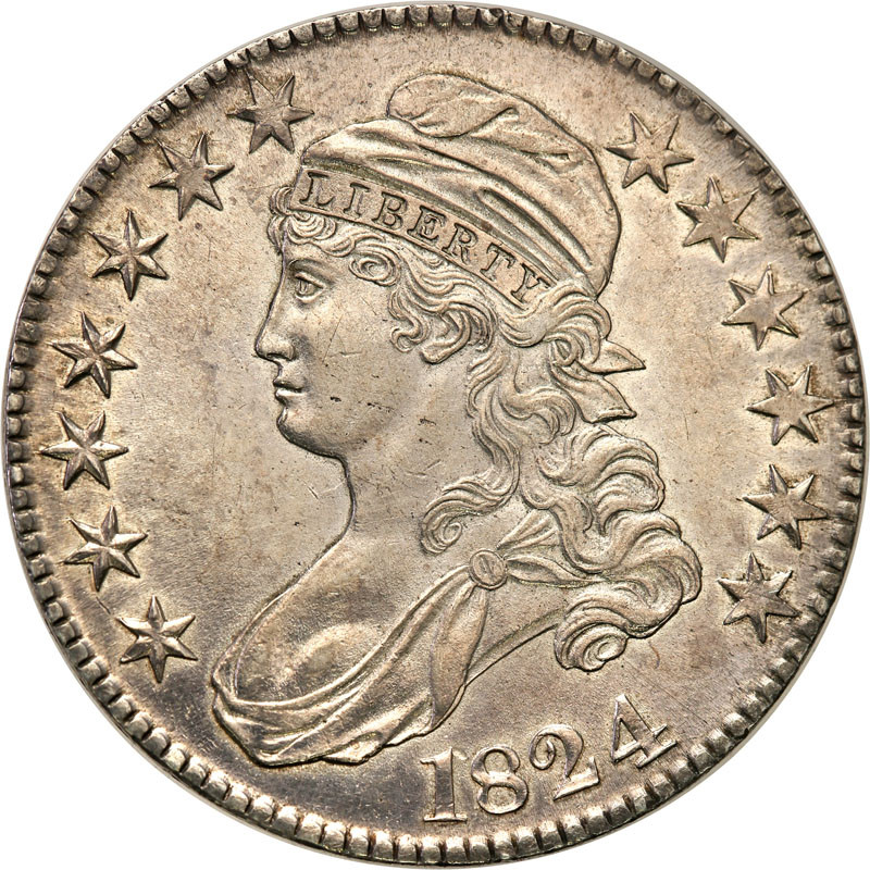 USA. 50 centów (1/2 dolara) 1824 typ capped bust, Filadelfia - Piękne